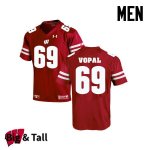 Men's Wisconsin Badgers NCAA #69 Aaron Vopal Red Authentic Under Armour Big & Tall Stitched College Football Jersey JZ31X36XV